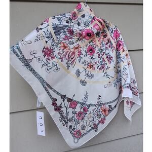 Giani Bernini Floral Chains Butterfly Garden Square Scarf Wrap 36"x35" White